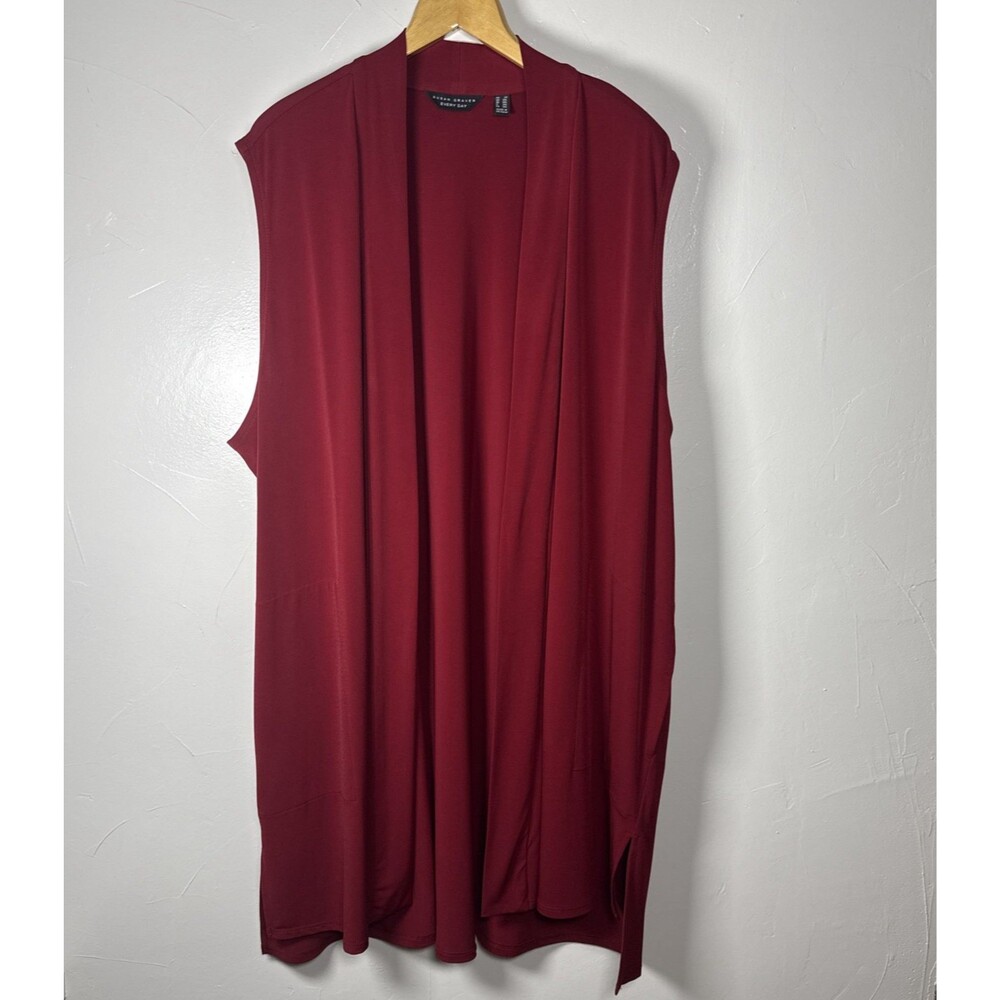 Susan Graver Everyday Long Line Vest Size 2X Burgundy - Picture 5 of 11